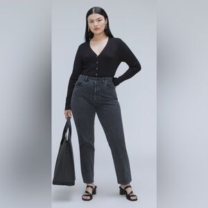 Everlane The 90’s Hourglass Jean Washed Black Size 28 High Waist Runs Sm…